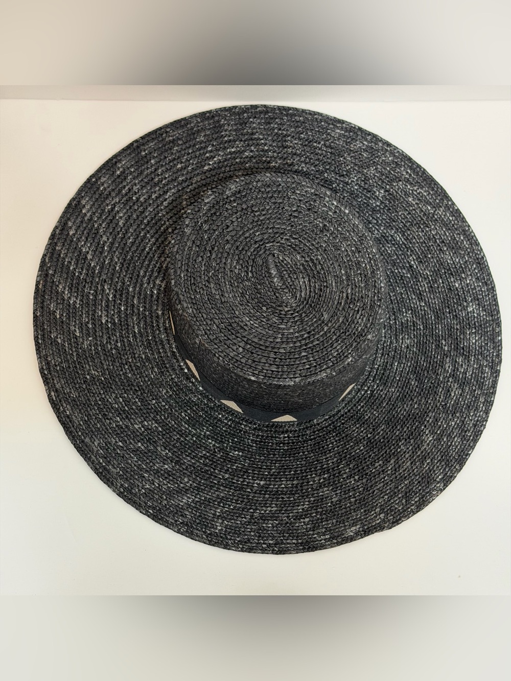 GIGI PIP Black Straw Wide-Brim Hat with Triangle Accent - Picture 3 of 10
